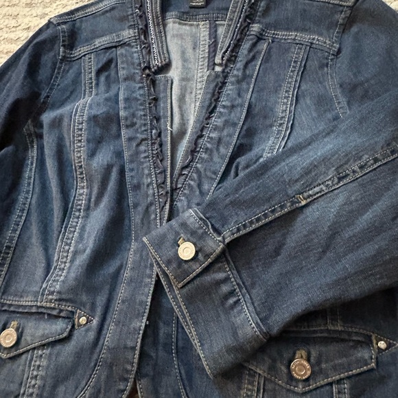 White House black market blue denim blazer jacket size 8 - Picture 3 of 6